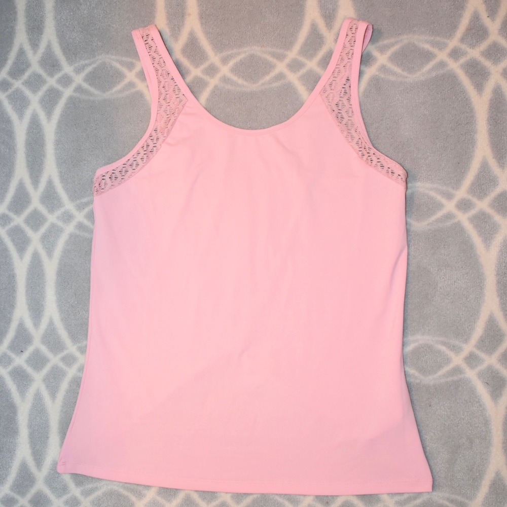 Fabletics Pink Overlapping Back Tank Top